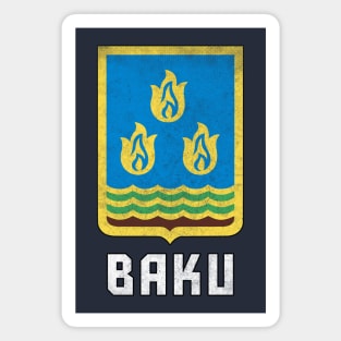 Baku / Azarbaijan \ Retro Faded Style Flag Design Magnet